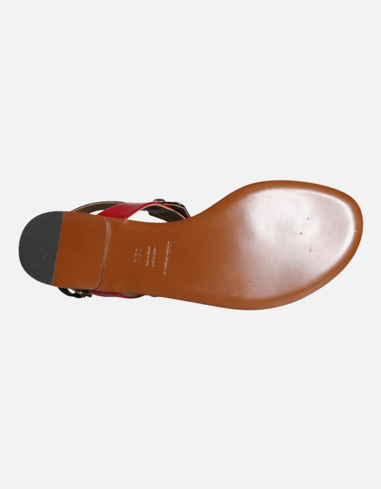 Embellished Leather Slide Sandals with Buckle Women - Multicolor Flats