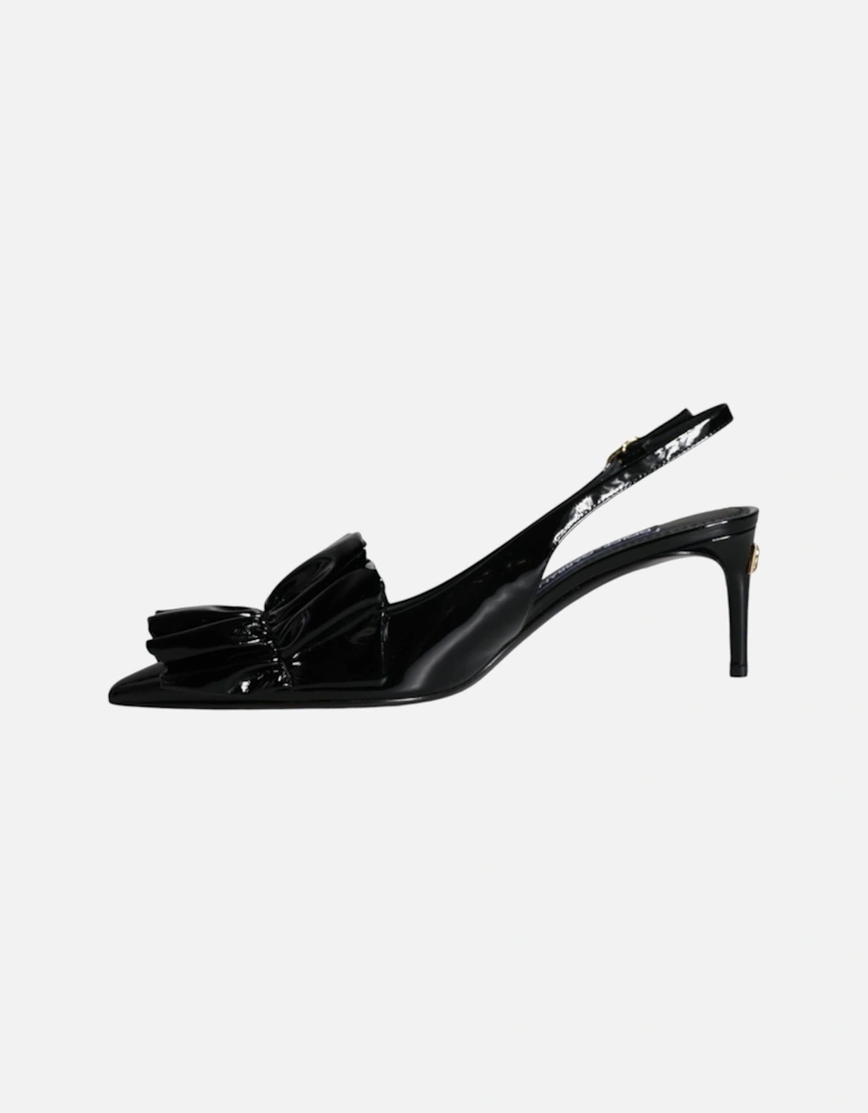 Black Patent Leather Heels Slingback Shoes Women Sandals