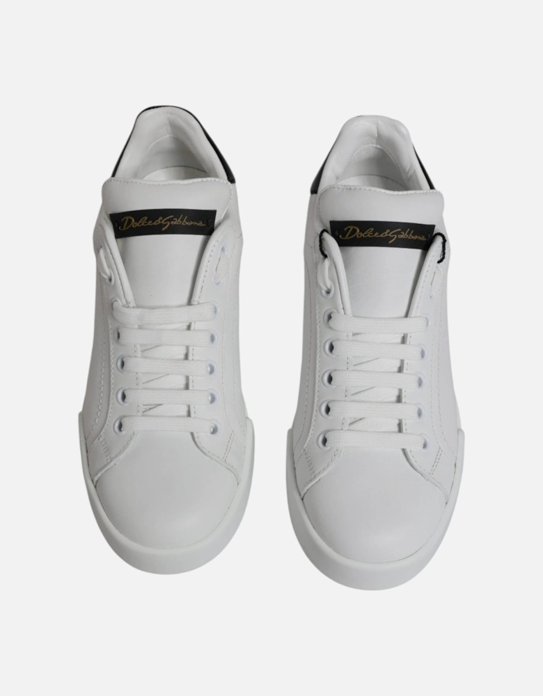 Calf Leather Low-Top Sneaker Shoes Women - Blackwhite