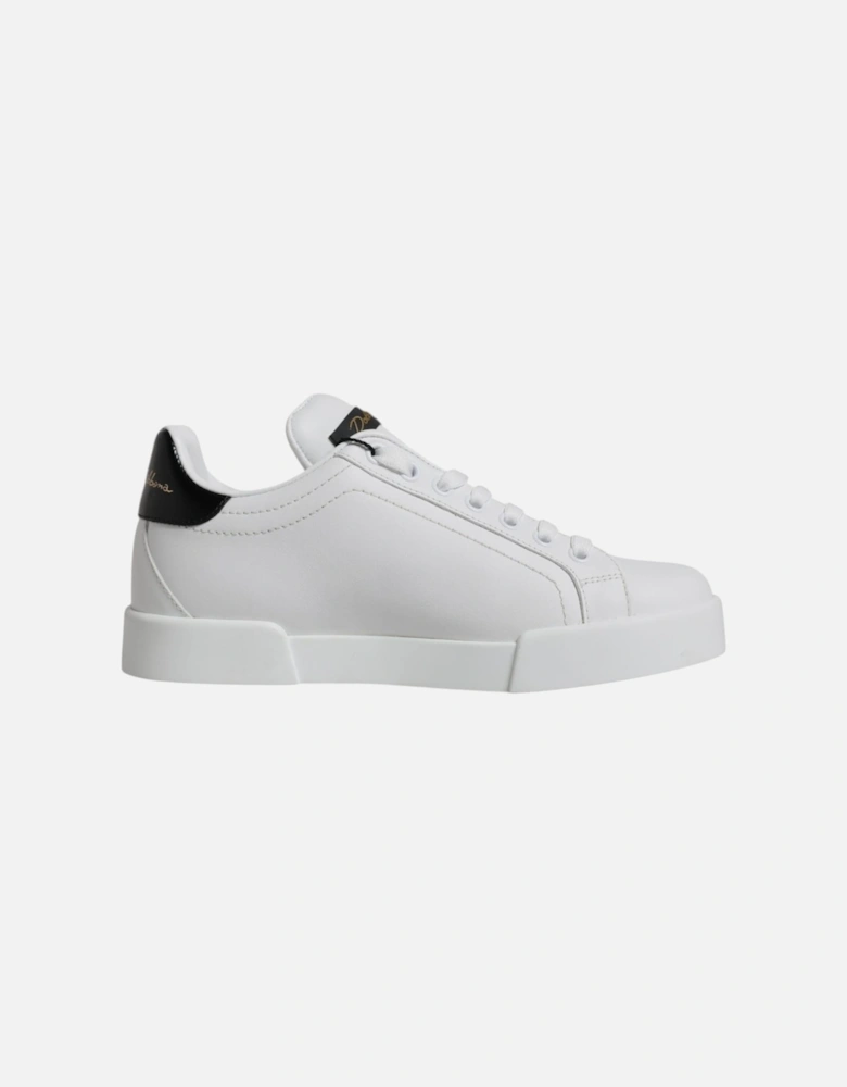Calf Leather Low-Top Sneaker Shoes Women - Blackwhite