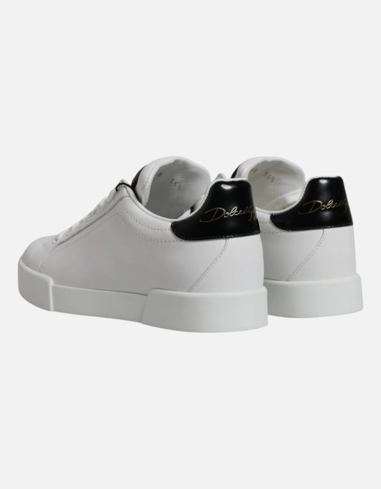 Calf Leather Low-Top Sneaker Shoes Women - Blackwhite