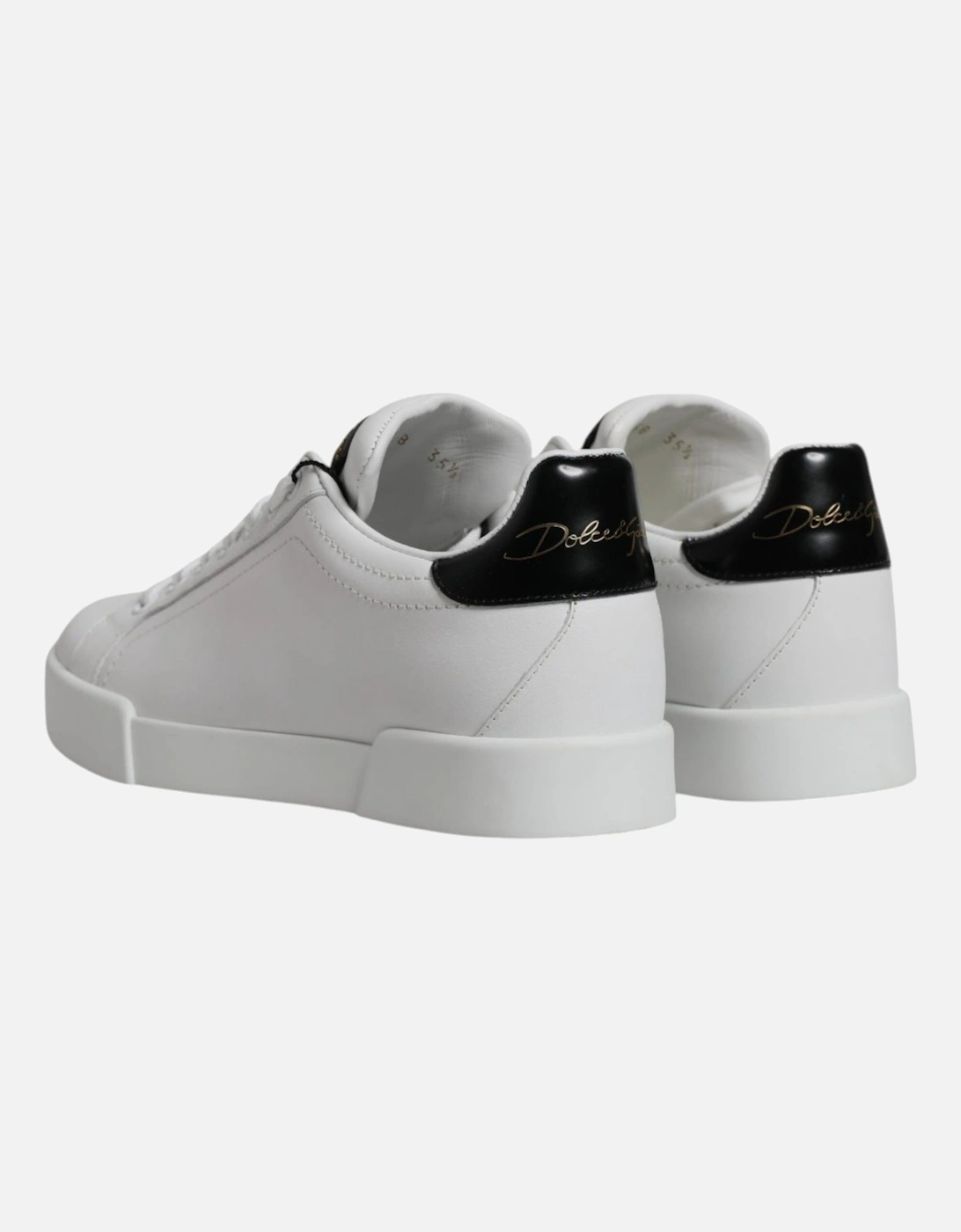 Calf Leather Low-Top Sneaker Shoes Women - Blackwhite