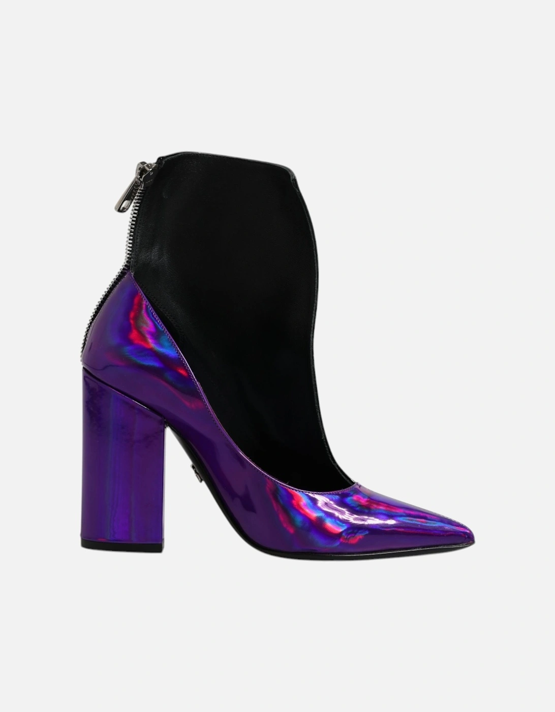 Leather Ankle Boots with Zipper Closure Women - Purple And Black, 7 of 6