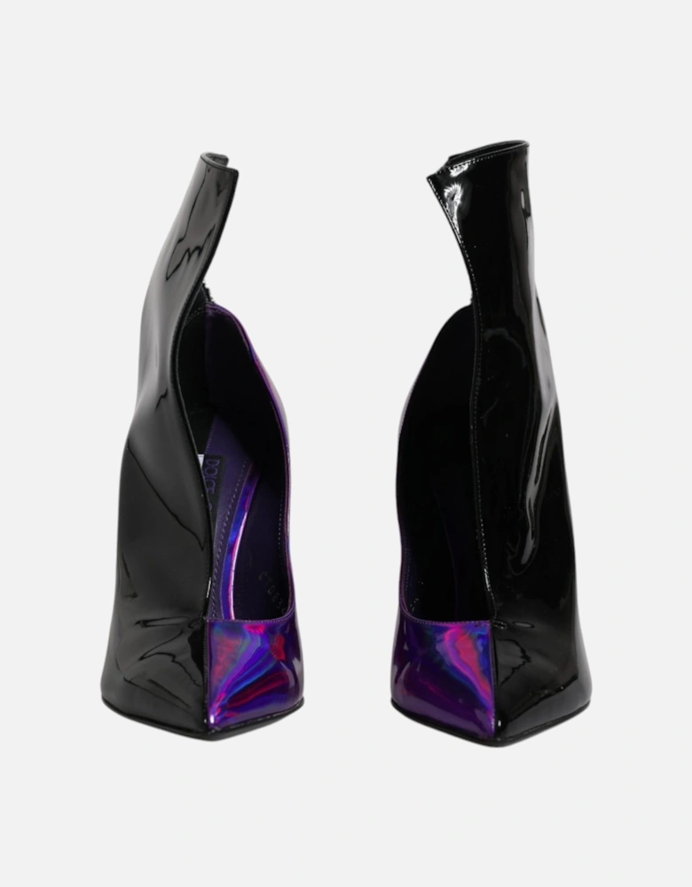 Leather Ankle Boots with Zipper Closure Women - Purple And Black