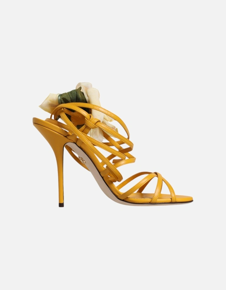 Orange Flower Applique Keira Sandals Shoes Women