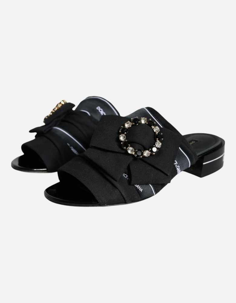 Black White Crystal Slides Sandals Shoes Women - Black And White