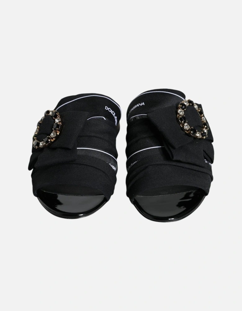 Black White Crystal Slides Sandals Shoes Women - Black And White