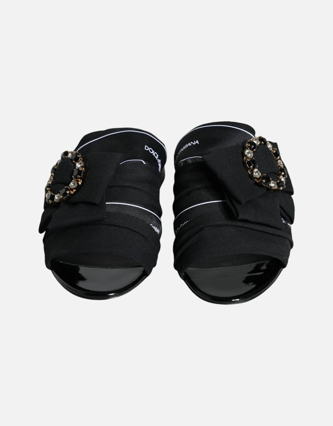 Black White Crystal Slides Sandals Shoes Women - Black And White