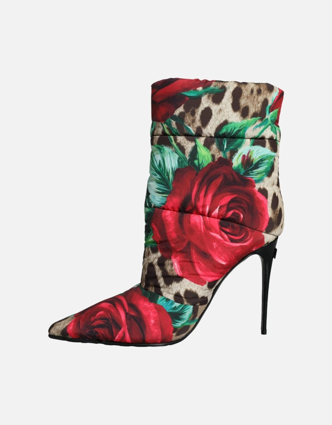 Multicolor Leopard Rose Mid Calf Boots Shoes Women