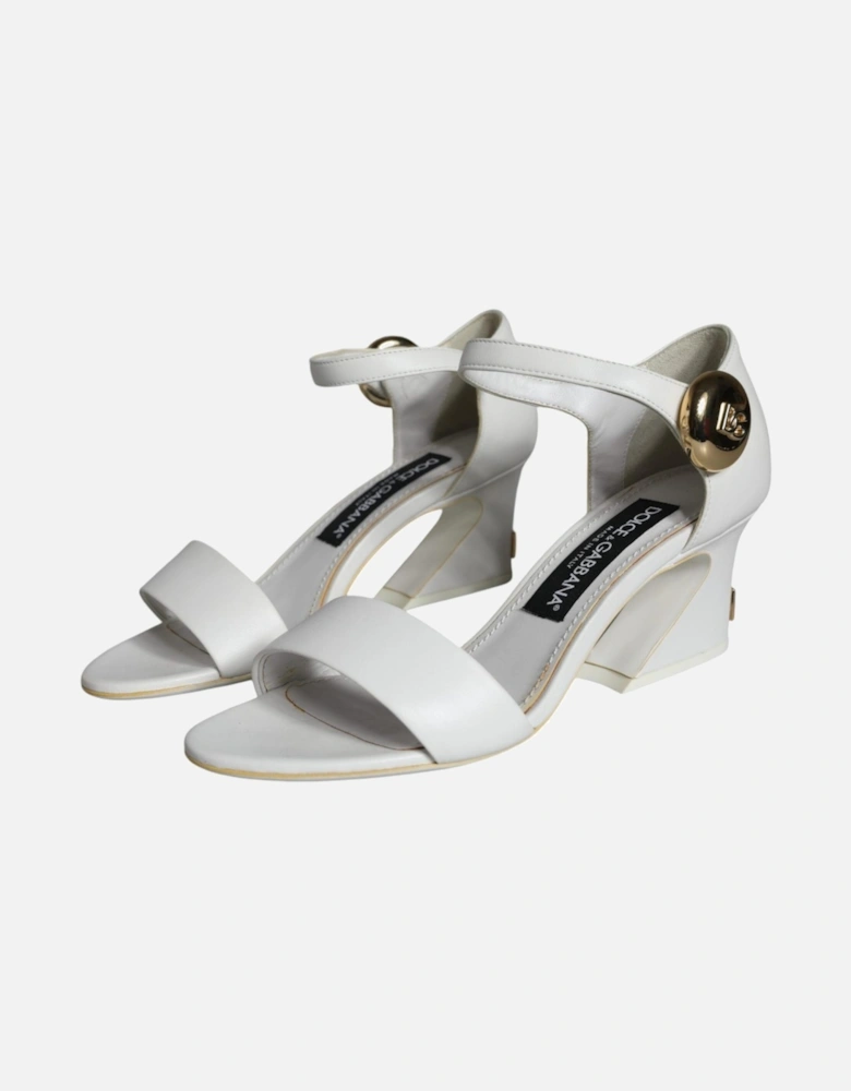 White Leather Heels Keira Sandals Shoes Women