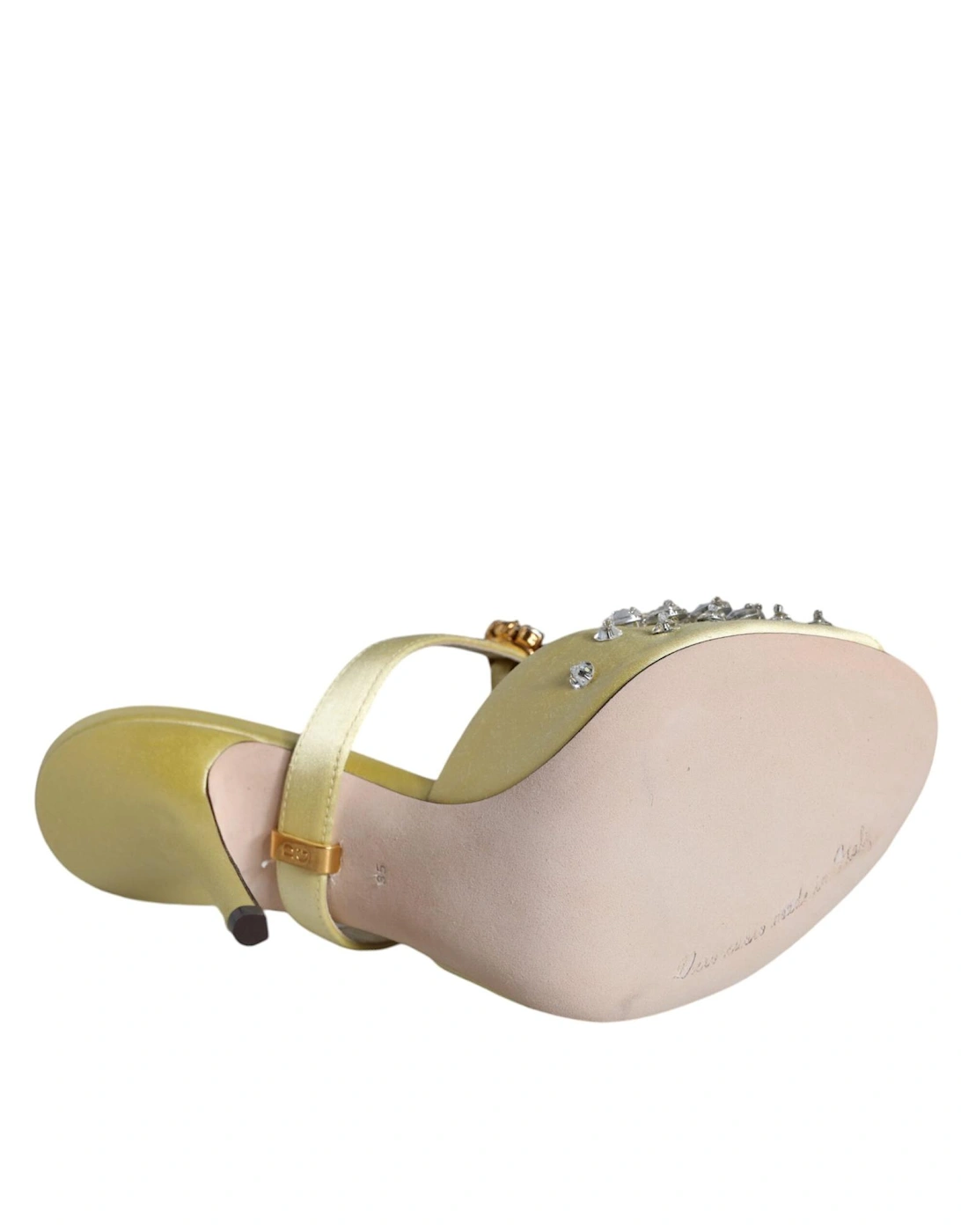 Yellow Mary Janes Satin Crystal Sandals Shoes Women