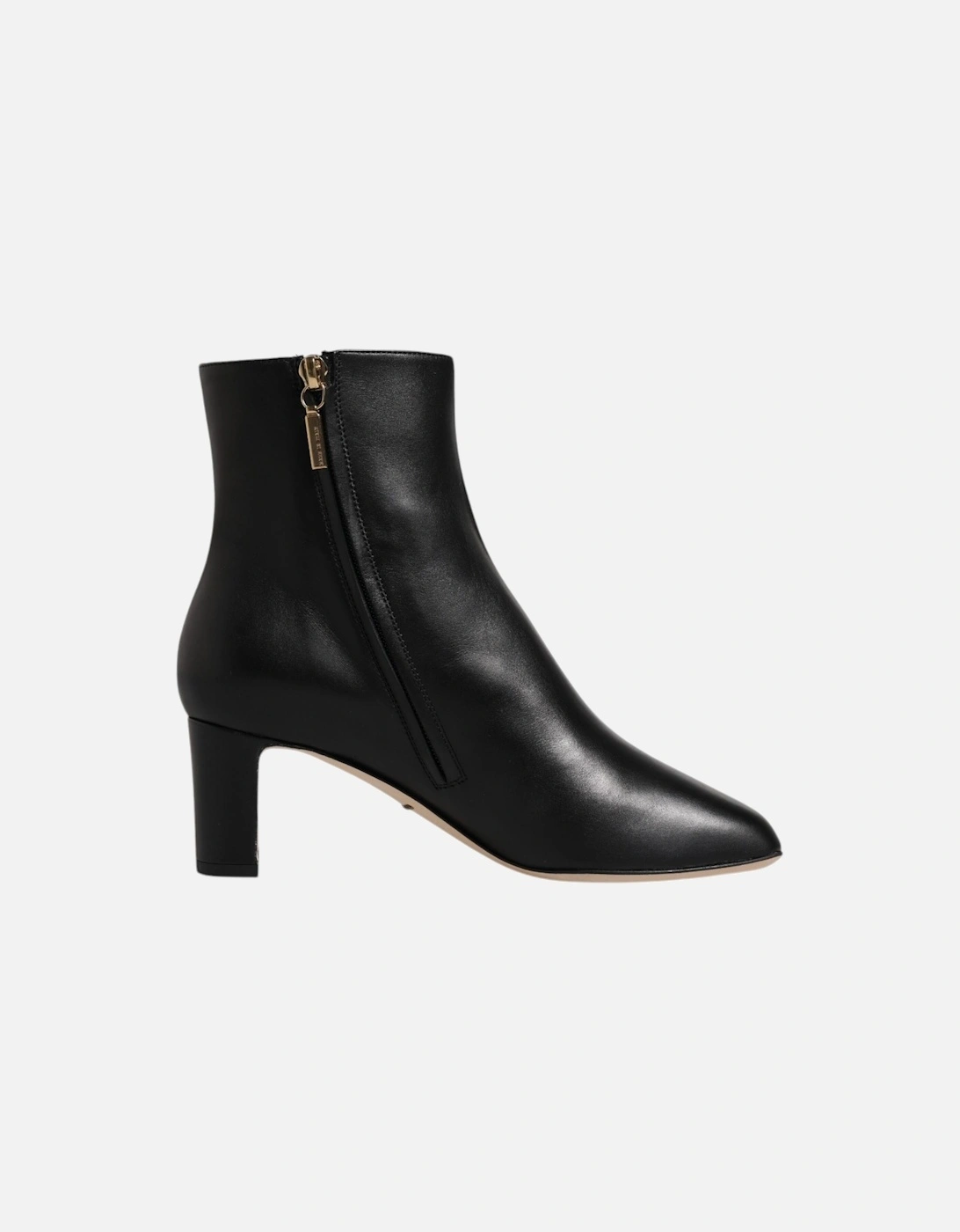 Mid Calf Leather Boots with Side Zipper Women - Black, 7 of 6