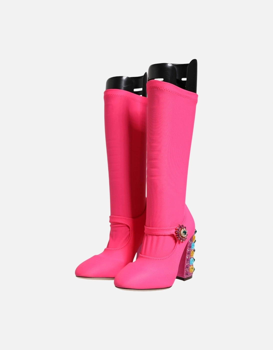 Embellished Crystal Sock High Boots Women - Pink