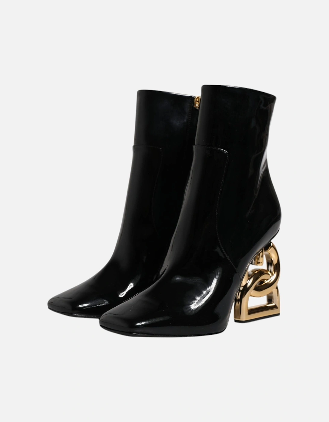 Mid Calf Leather Boots with Side Zipper Closure Women - Black