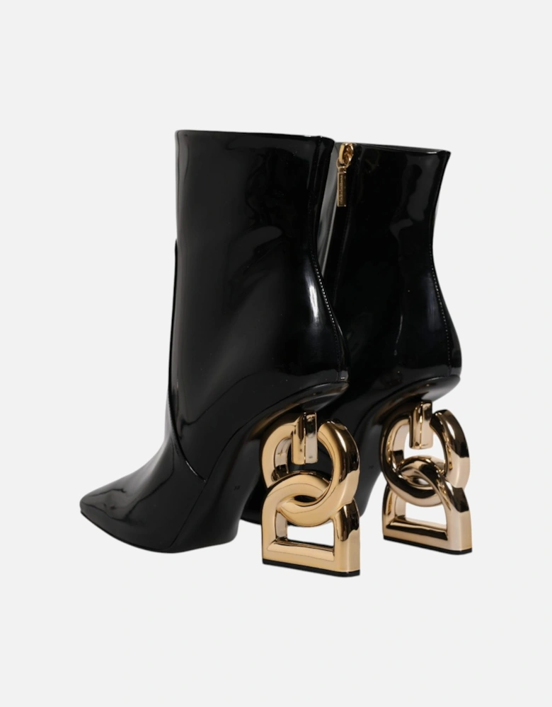 Mid Calf Leather Boots with Side Zipper Closure Women - Black