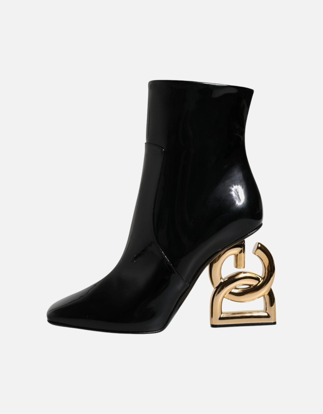 Mid Calf Leather Boots with Side Zipper Closure Women - Black