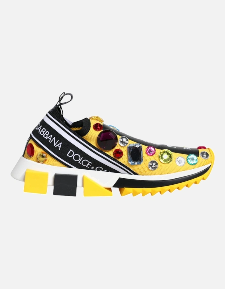 Yellow Sorrento Crystals Low Top Sneakers Shoes Women