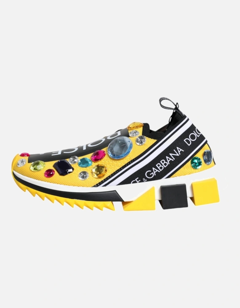 Yellow Sorrento Crystals Low Top Sneakers Shoes Women