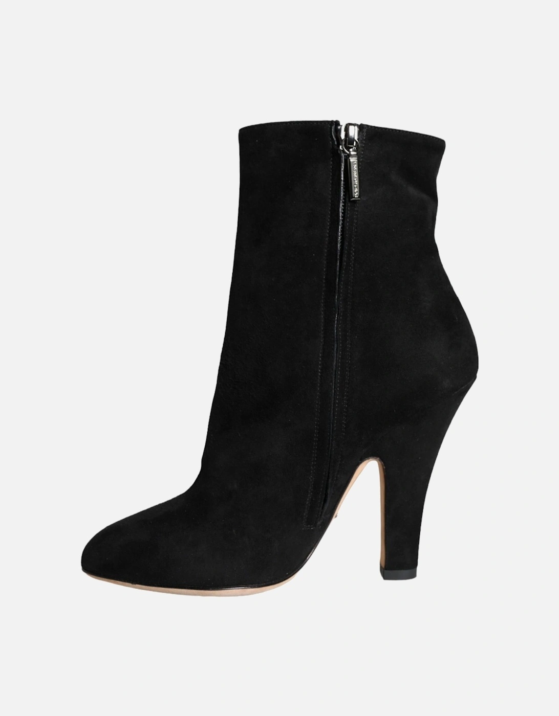 Black Suede Leather Mid Calf Boots Shoes Women