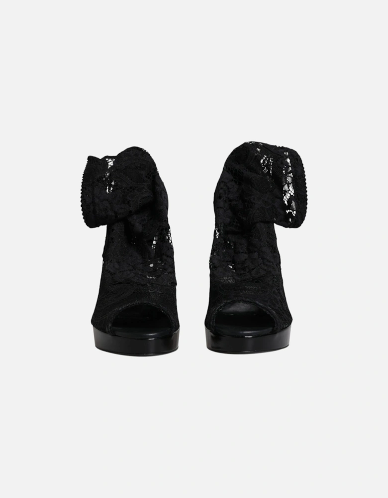 Stretch Sock Boots with Buckle Closure Women - Black