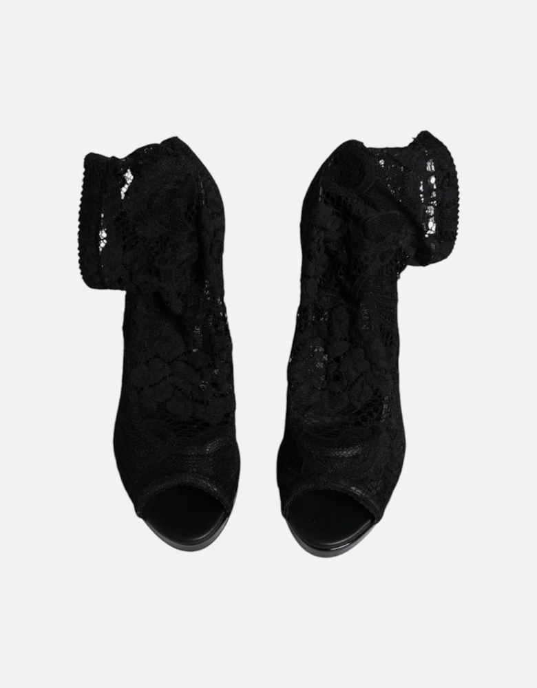 Stretch Sock Boots with Buckle Closure Women - Black