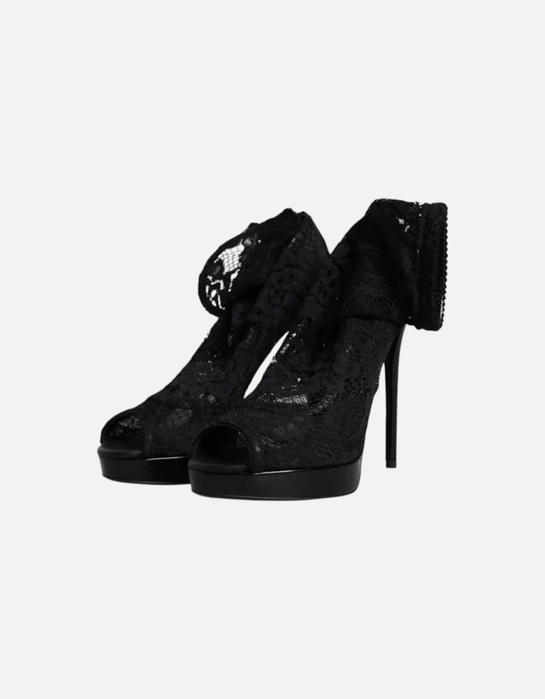 Stretch Sock Boots with Buckle Closure Women - Black