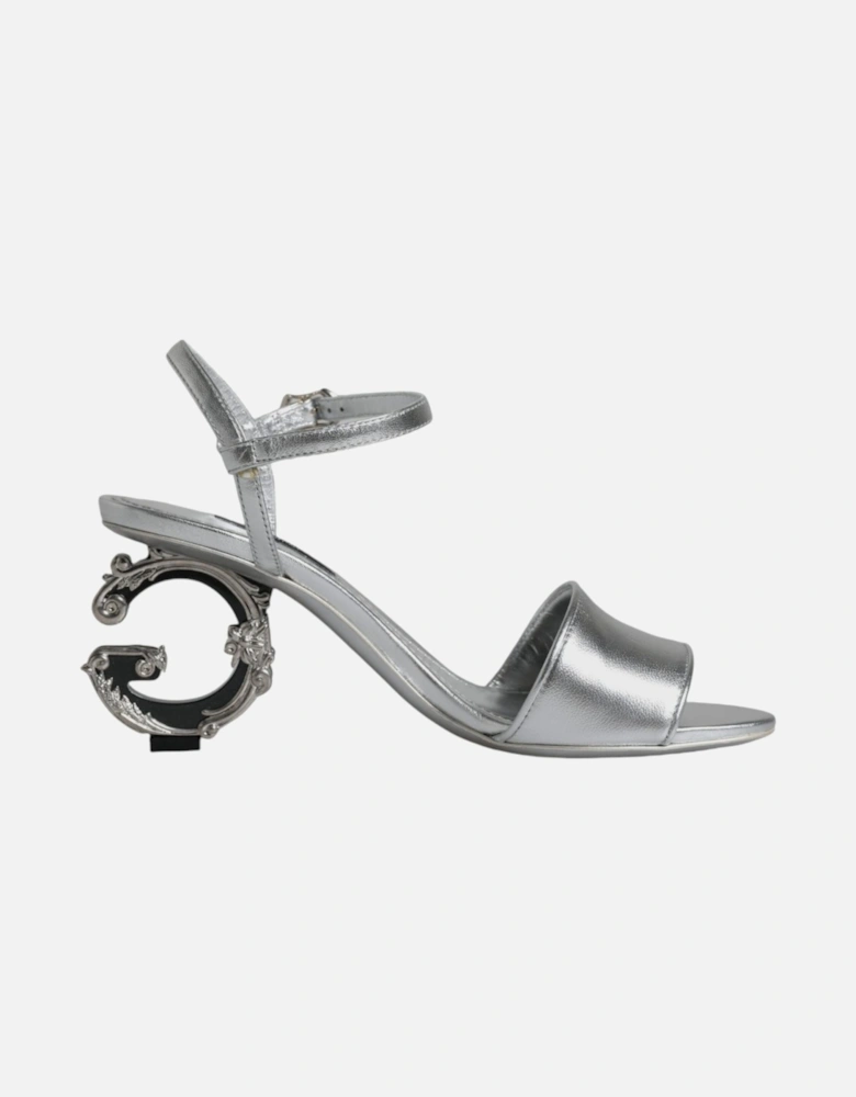 Silver KEIRA Heels Ankle Strap Sandals Shoes Women