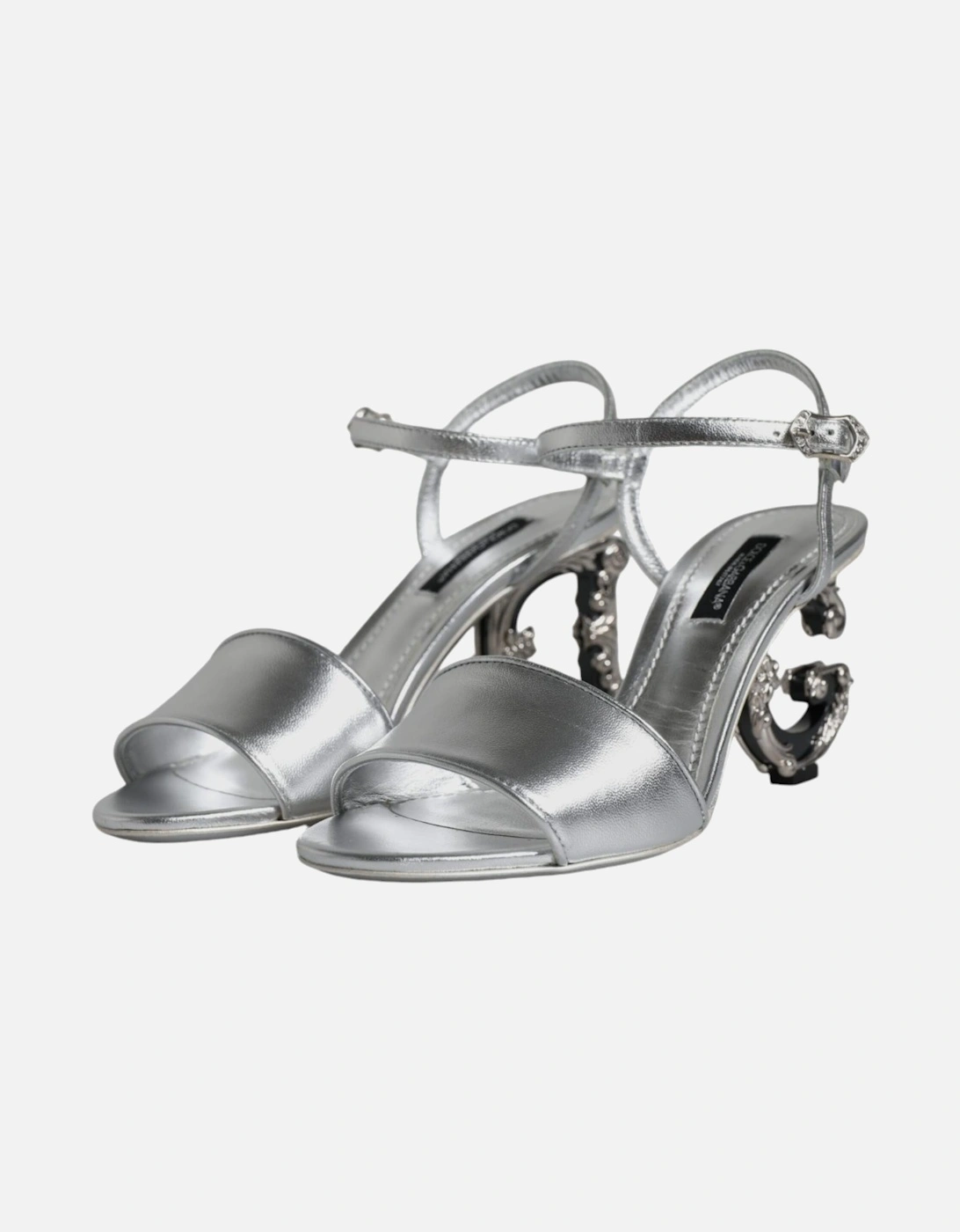 Silver KEIRA Heels Ankle Strap Sandals Shoes Women