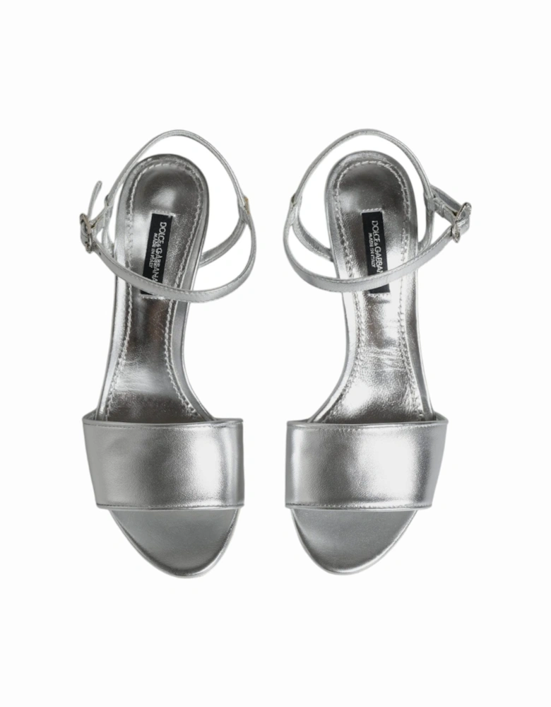 Silver KEIRA Heels Ankle Strap Sandals Shoes Women