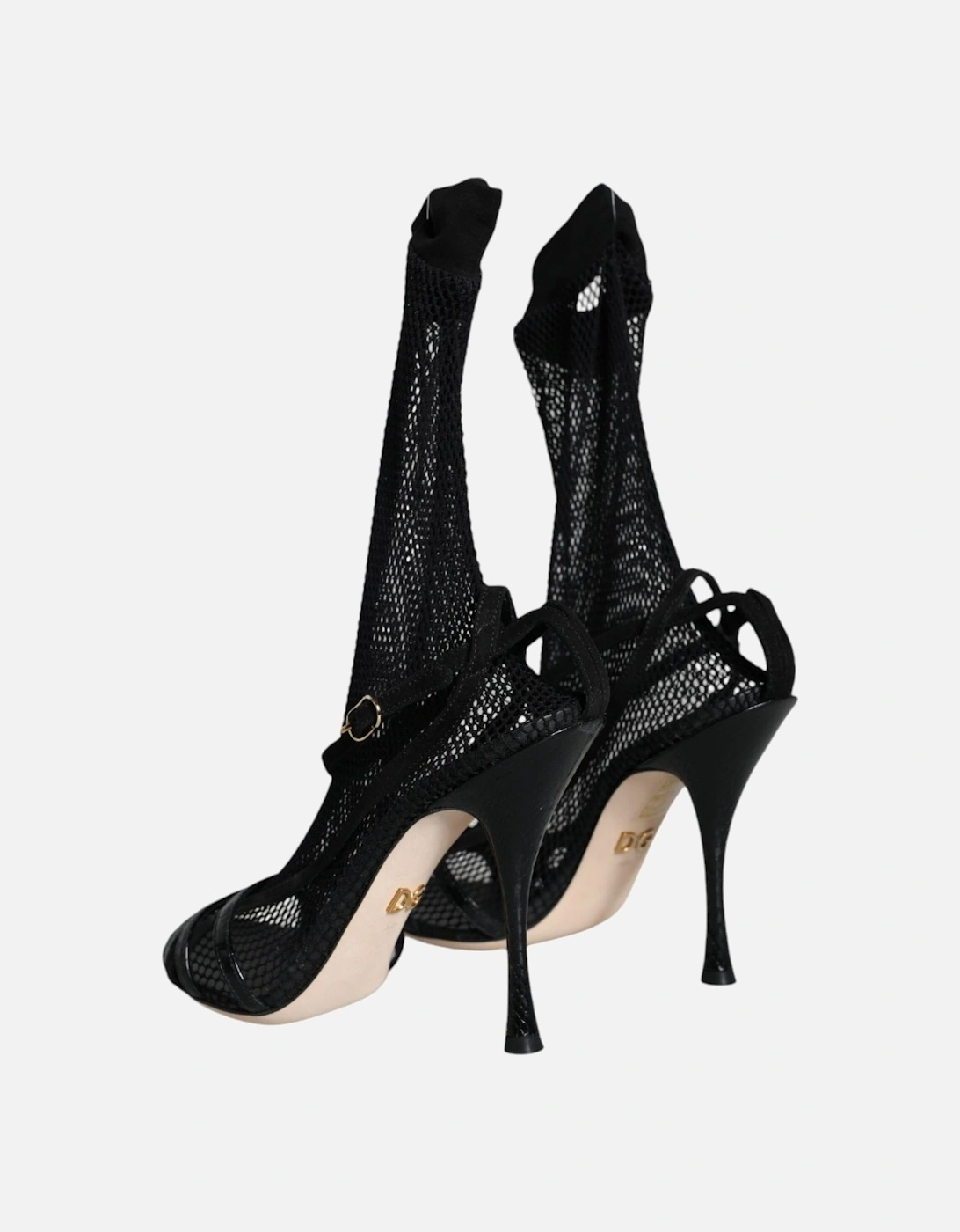 Black Mesh Stiletto Heels Sandals Shoes Women