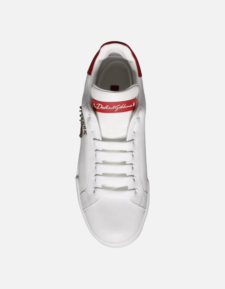 White Patch Calfskin Nappa Portofino Sneakers Shoes Women - White And