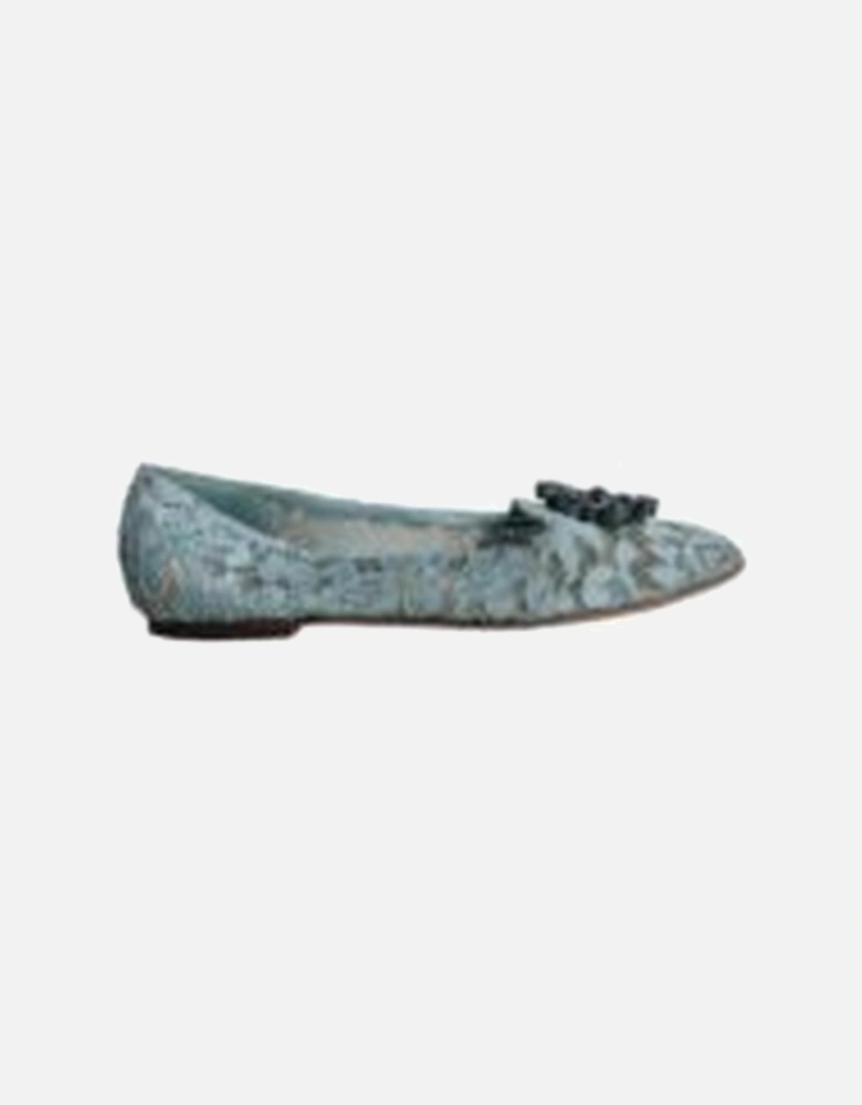 Blue Lace Crystal Ballet Flats Loafers Shoes Women