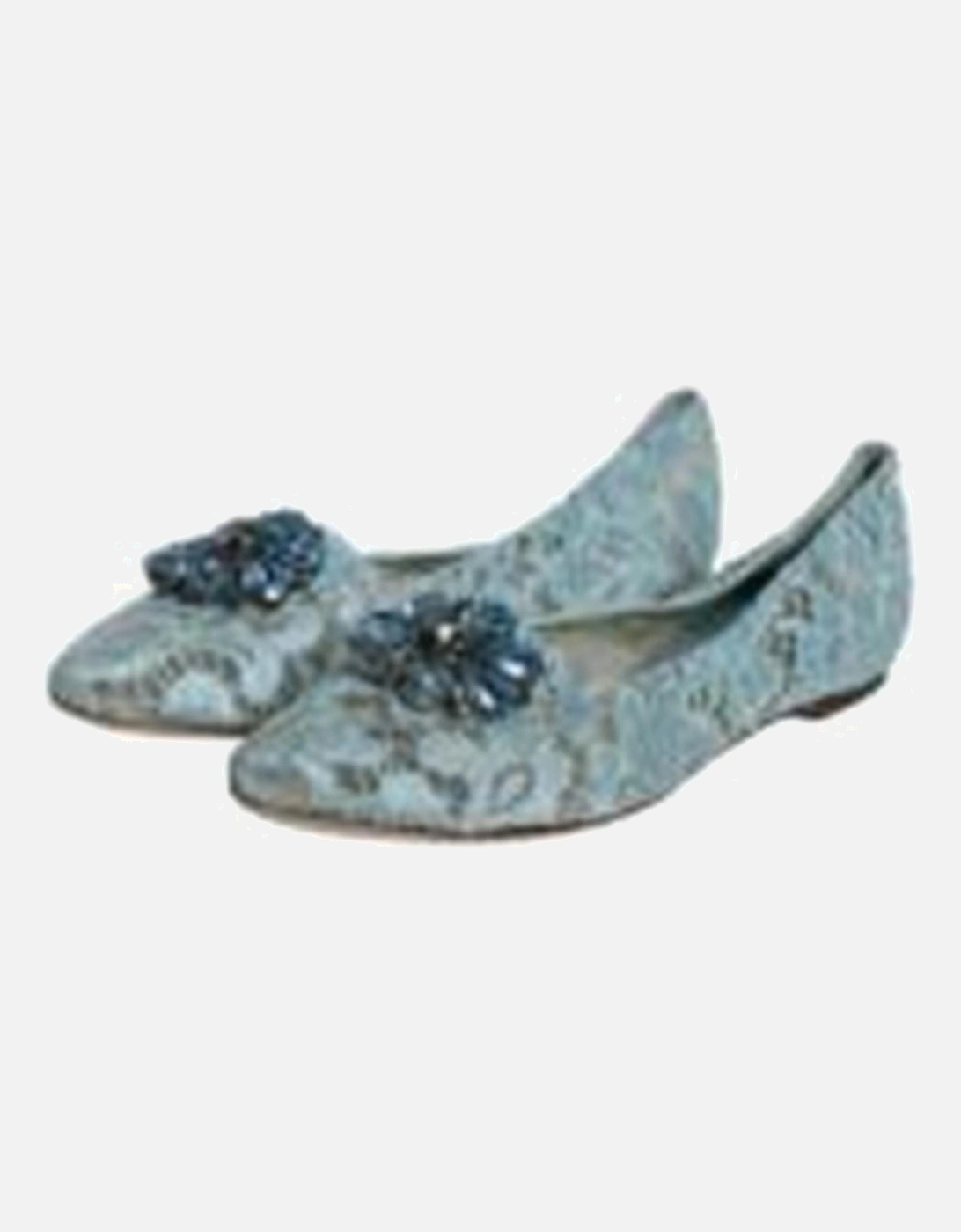 Blue Lace Crystal Ballet Flats Loafers Shoes Women