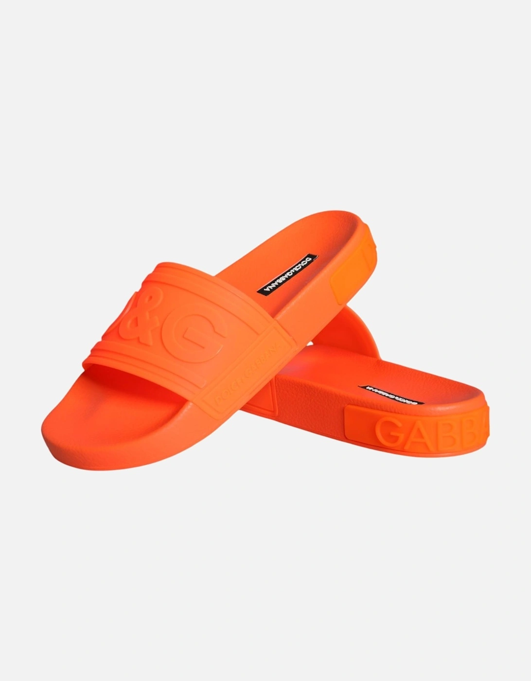 Rubber Slip-On Slides with Logo Details Women - Orange Flats