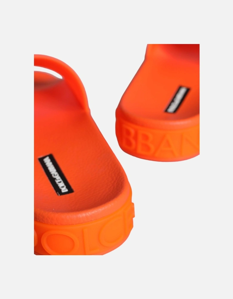 Rubber Slip-On Slides with Logo Details Women - Orange Flats