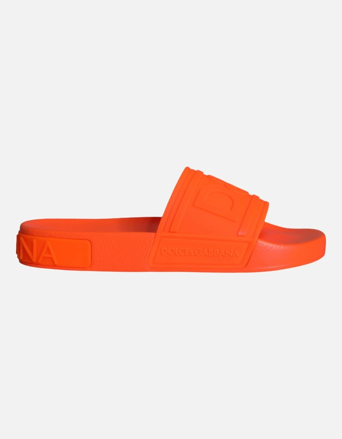 Rubber Slip-On Slides with Logo Details Women - Orange Flats, 7 of 6