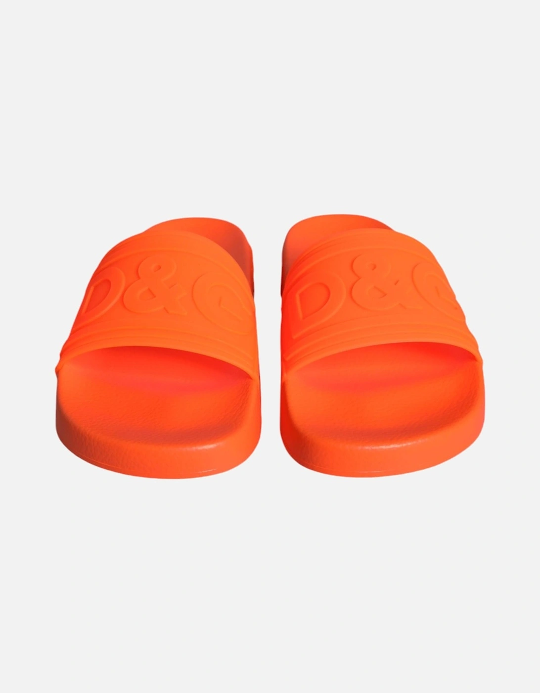 Rubber Slip-On Slides with Logo Details Women - Orange Flats