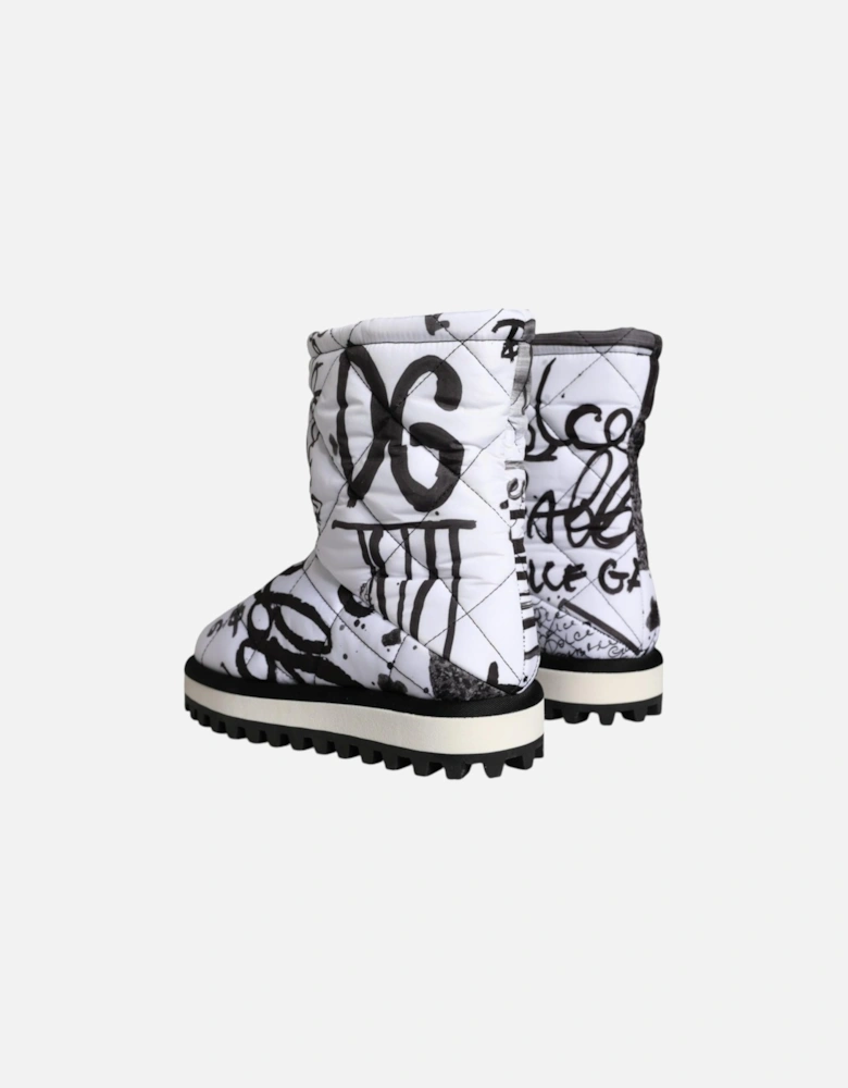 Mid Calf Padded Boot Shoes with Rubber Sole Women - Blackwhite