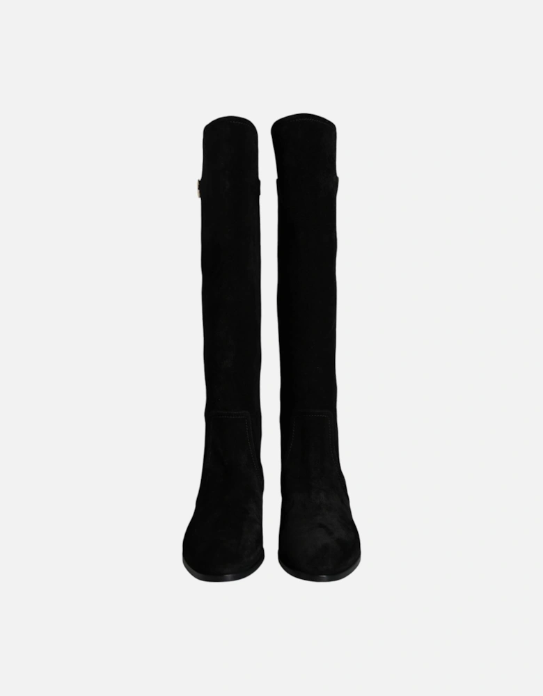 Suede Knee High Flat Boots Women - Black