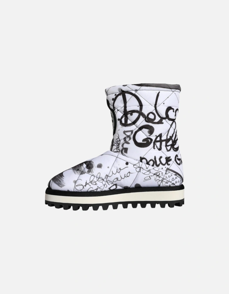 Mid Calf Padded Boot Shoes with Rubber Sole Women - Blackwhite