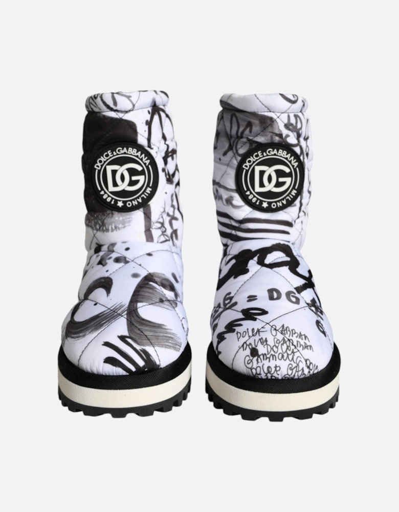 Mid Calf Padded Boot Shoes with Rubber Sole Women - Blackwhite