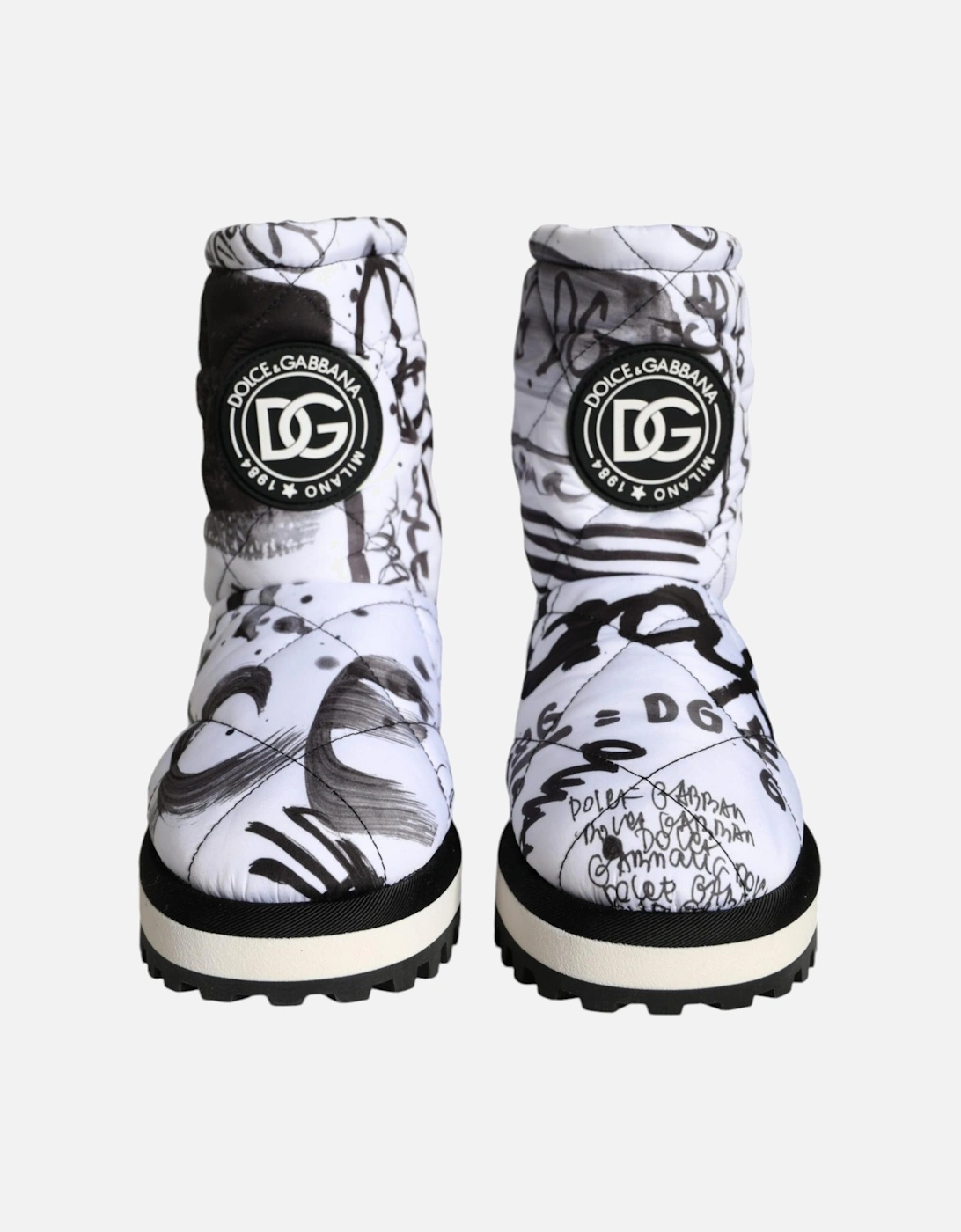 Mid Calf Padded Boot Shoes with Rubber Sole Women - Blackwhite