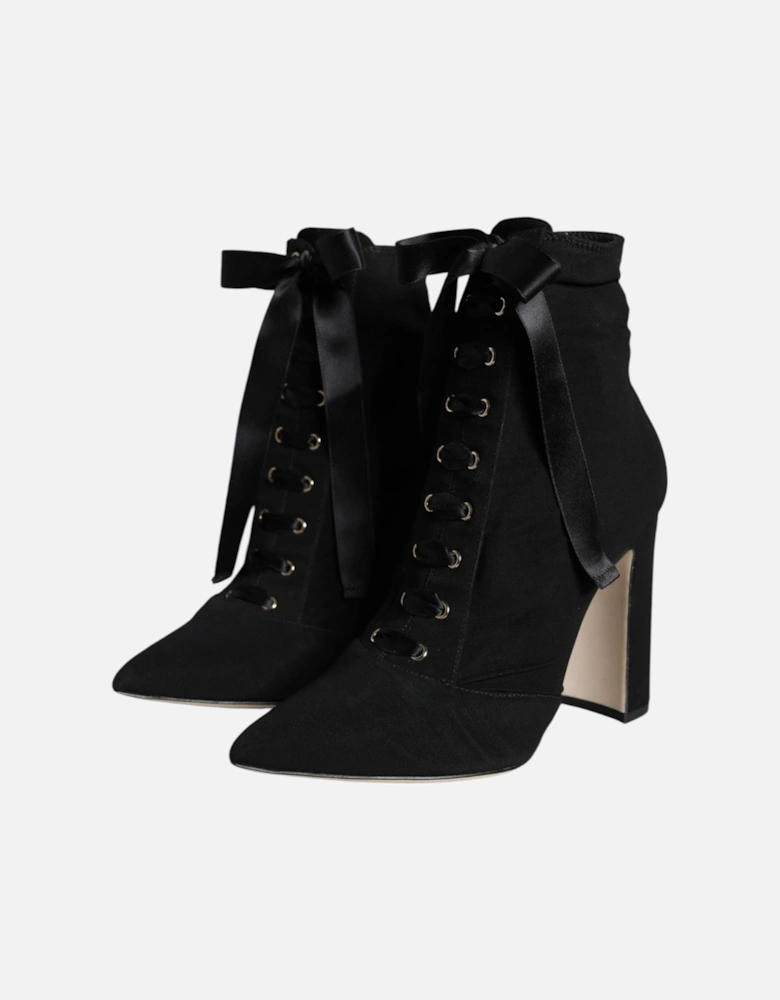 Suede Leather Lace-Up Ankle Boots Women - Black
