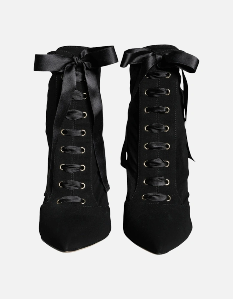 Suede Leather Lace-Up Ankle Boots Women - Black