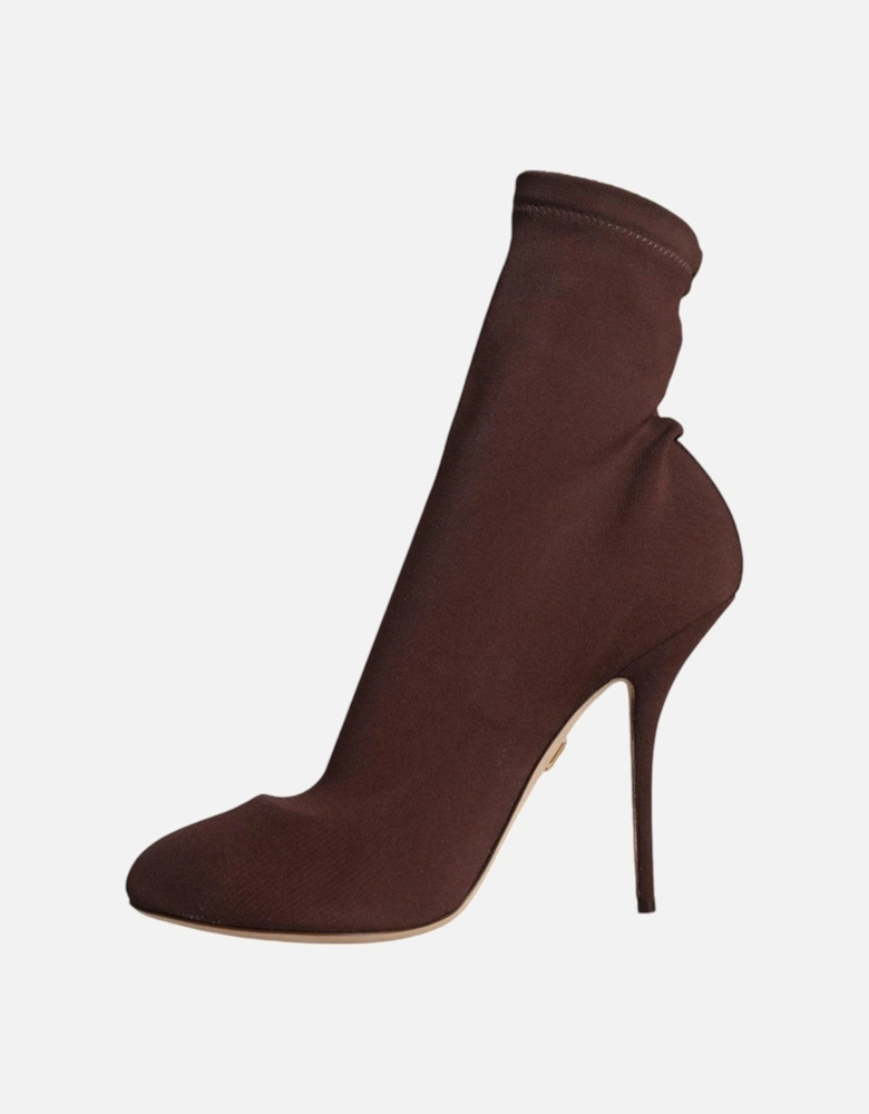 Sock Heels Ankle Boots with Logo Details Women - Brown