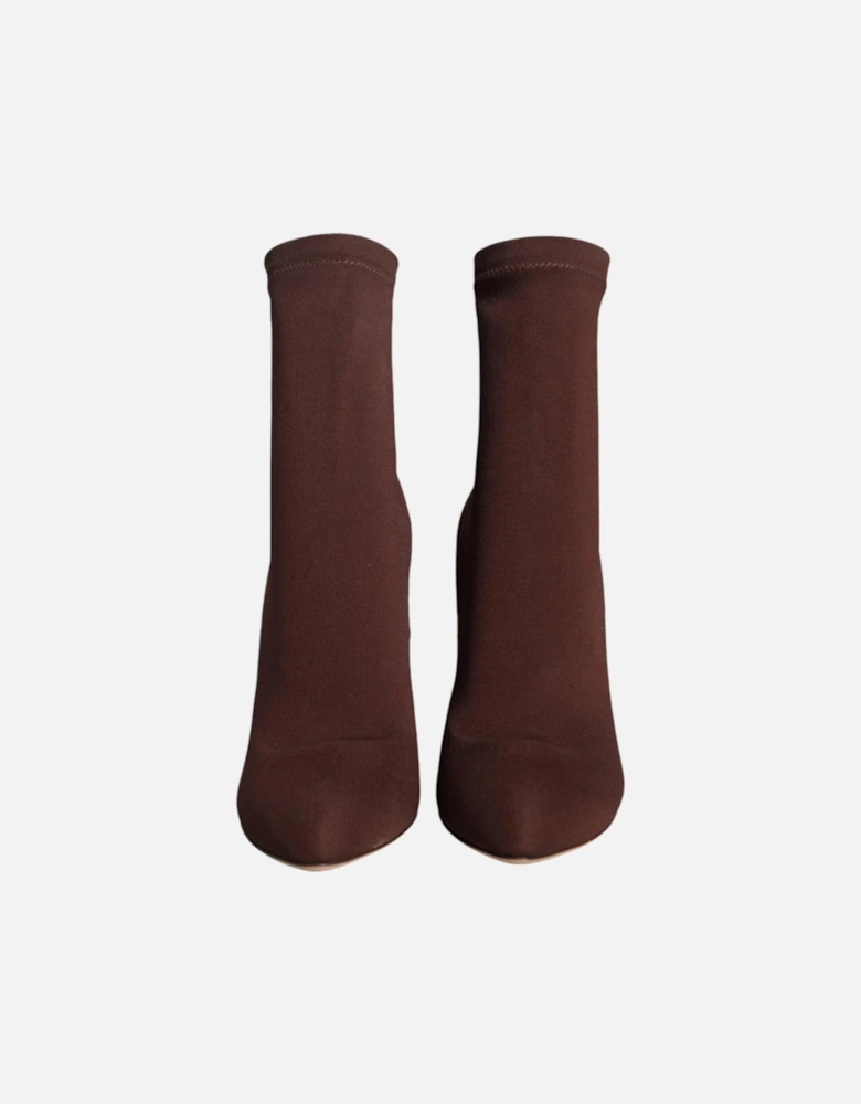 Sock Heels Ankle Boots with Logo Details Women - Brown