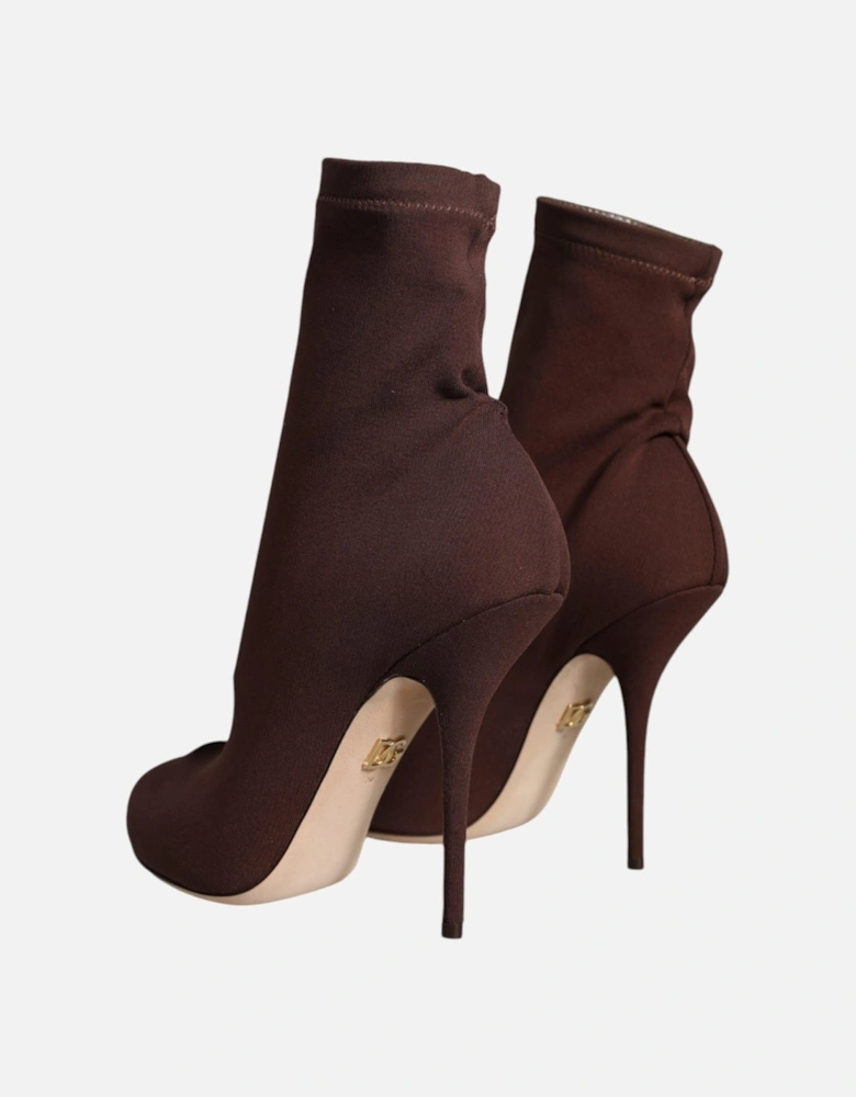 Sock Heels Ankle Boots with Logo Details Women - Brown