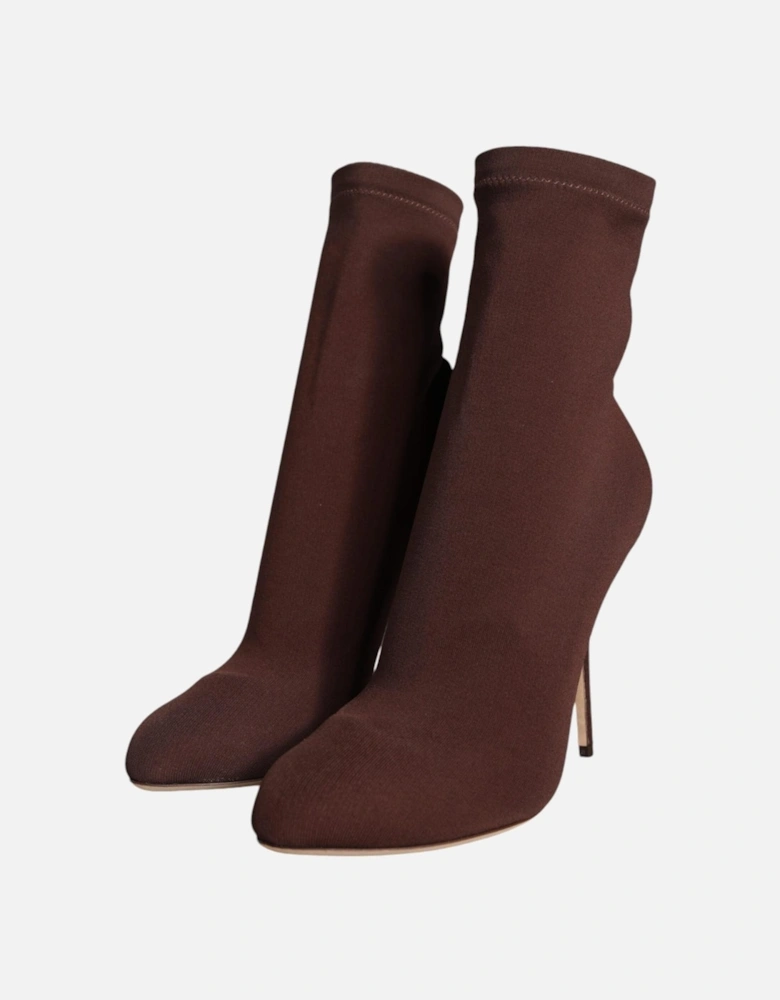 Sock Heels Ankle Boots with Logo Details Women - Brown