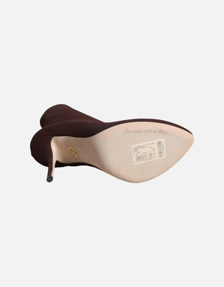 Sock Heels Ankle Boots with Logo Details Women - Brown