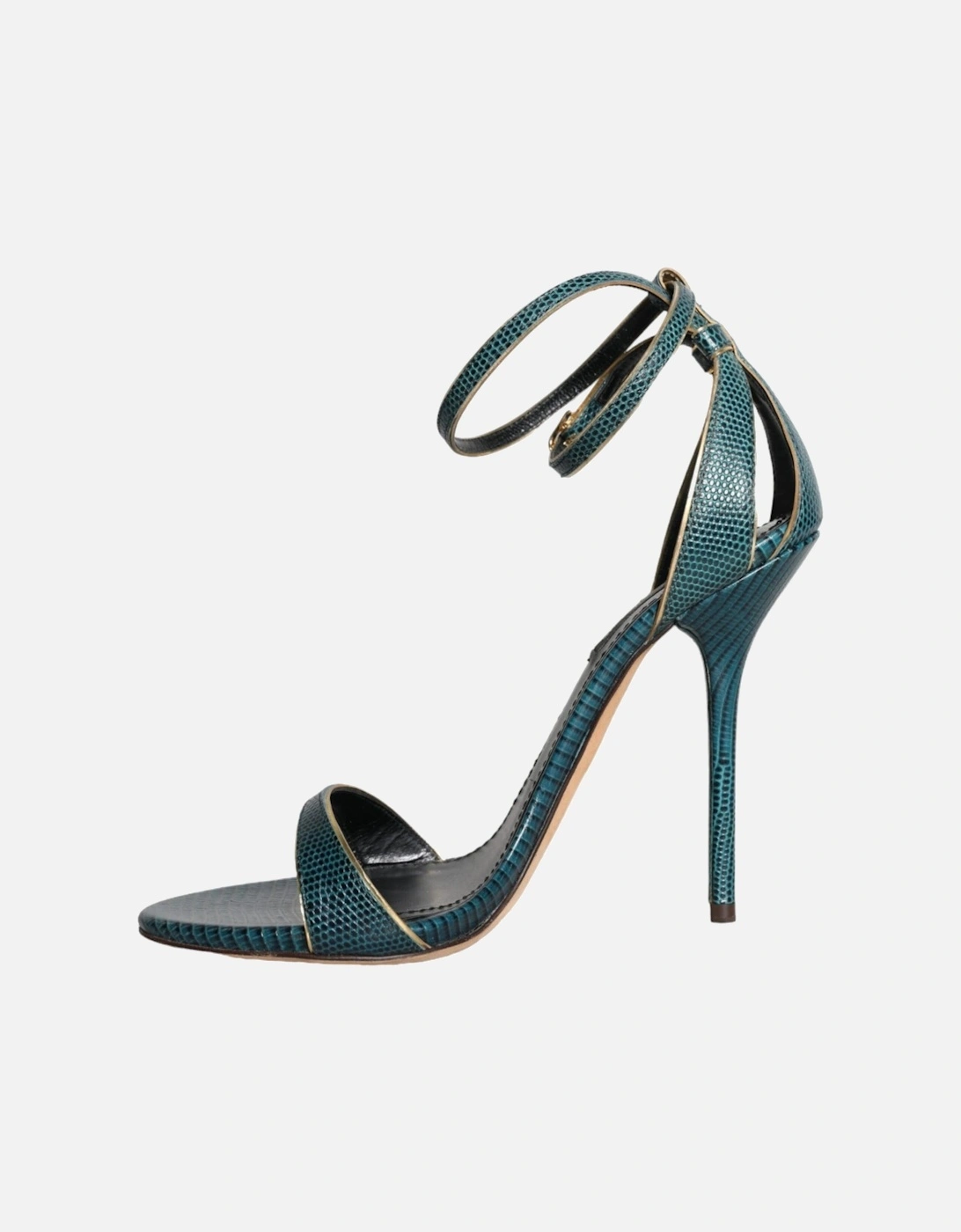 Dark Green Calf Leather Heels Sandals Shoes Women